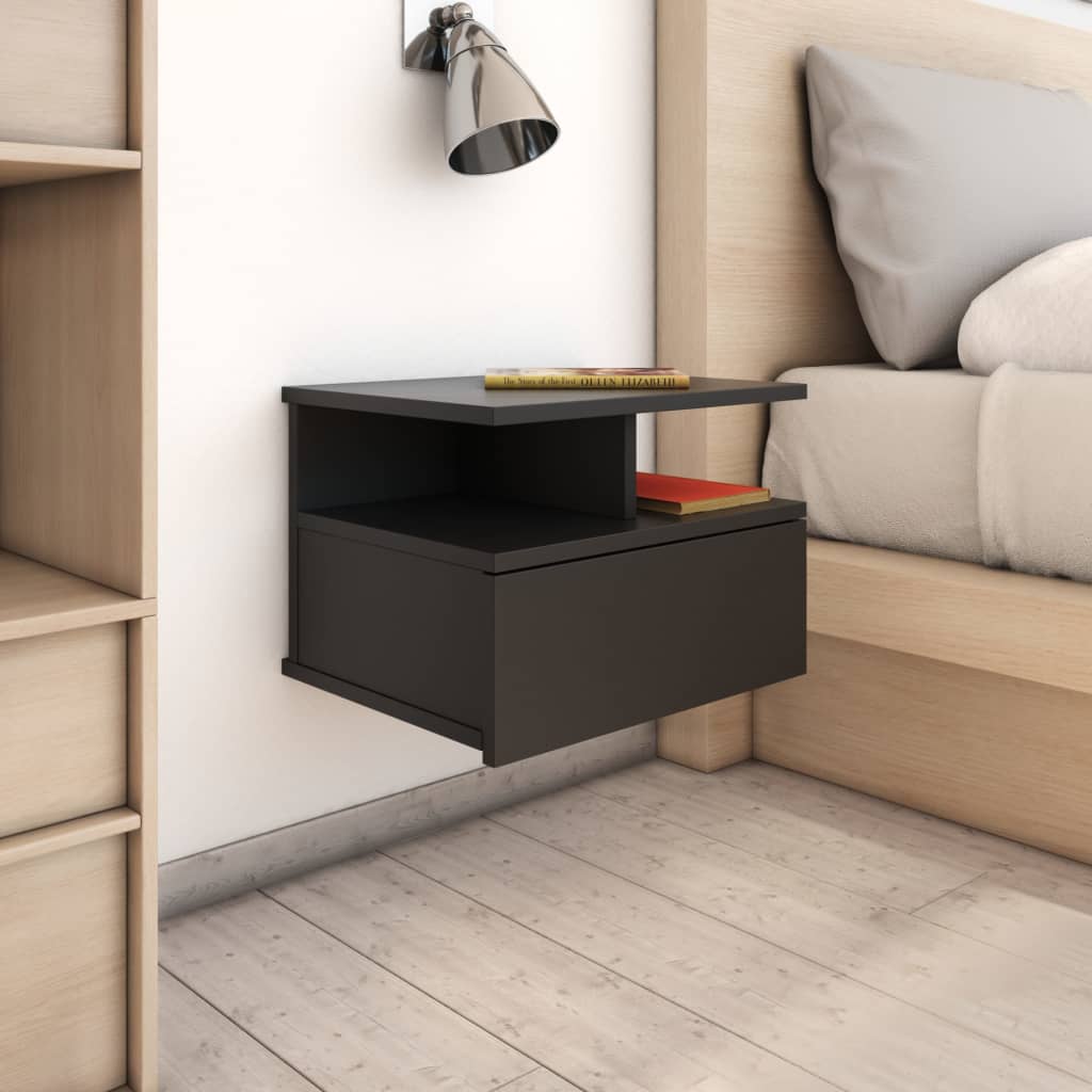 Comodini Pensili 2pz Bianchi 40x31x27 cm in Legno Multistrato